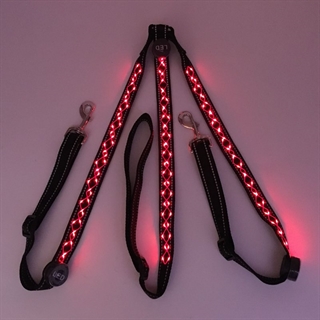 LED broderet reb fortøj til heste - Rød